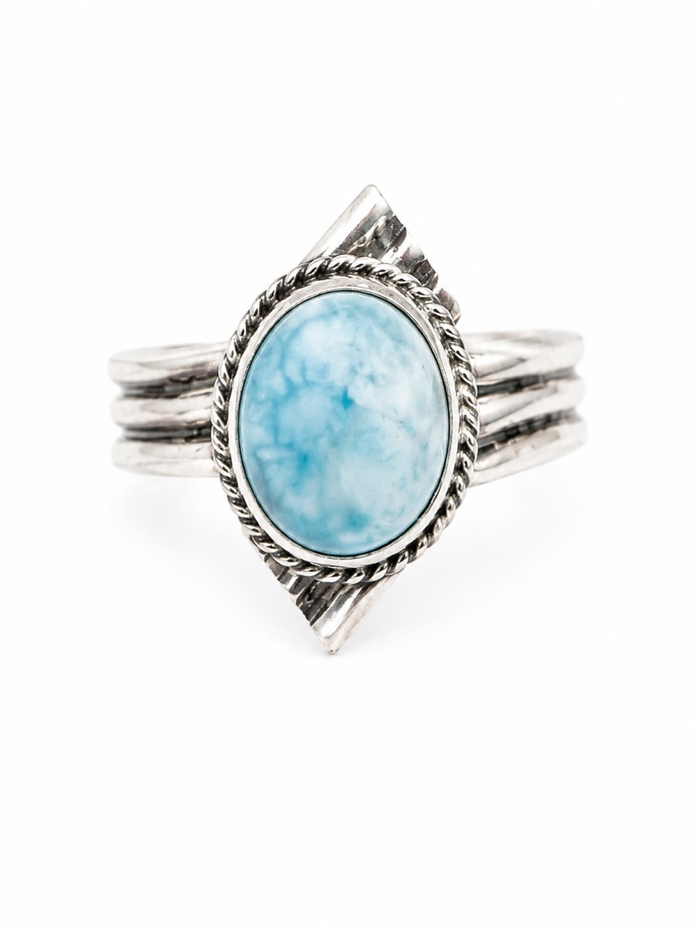Larimar Triple Band Ring (S925) Size 10